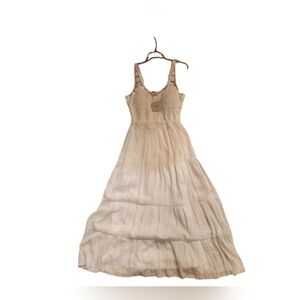 🦋Gee Womans White Lined Tiered Dress Lace Top Med P2P 18.5" Up To 21" NWT